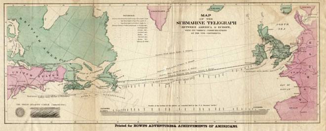 Map of the 1858 Trans-Atlantic Telegraph Cable